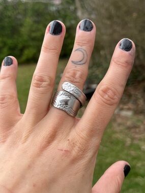 Silver Floral Spoon Ring - Silver